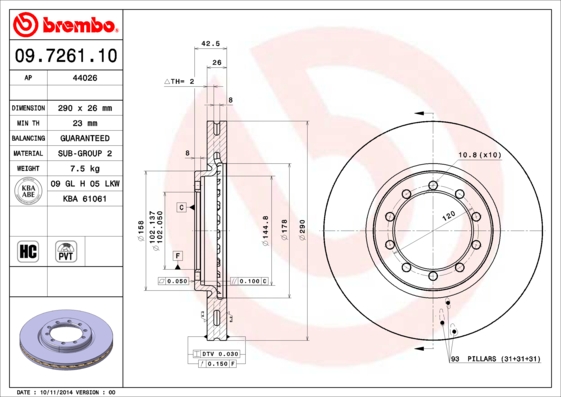 Disc frana 09.7261.10 BREMBO