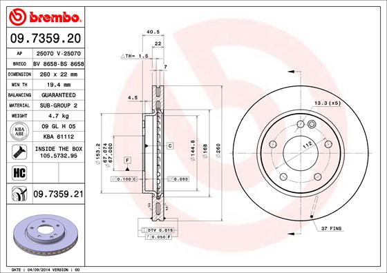 Disc frana 09.7359.21 BREMBO