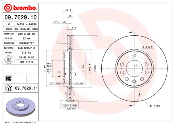 Disc frana 09.7629.11 BREMBO