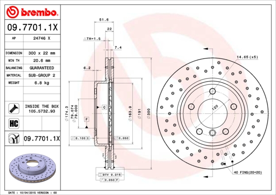 Disc frana 09.7701.1X BREMBO