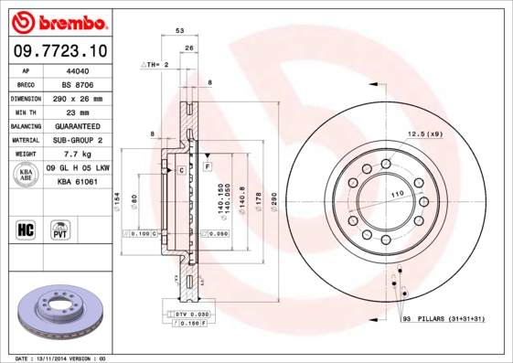 Disc frana 09.7723.10 BREMBO