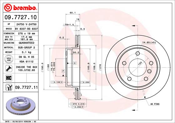 Disc frana 09.7727.11 BREMBO