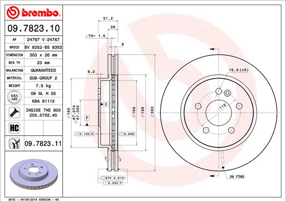 Disc frana 09.7823.11 BREMBO