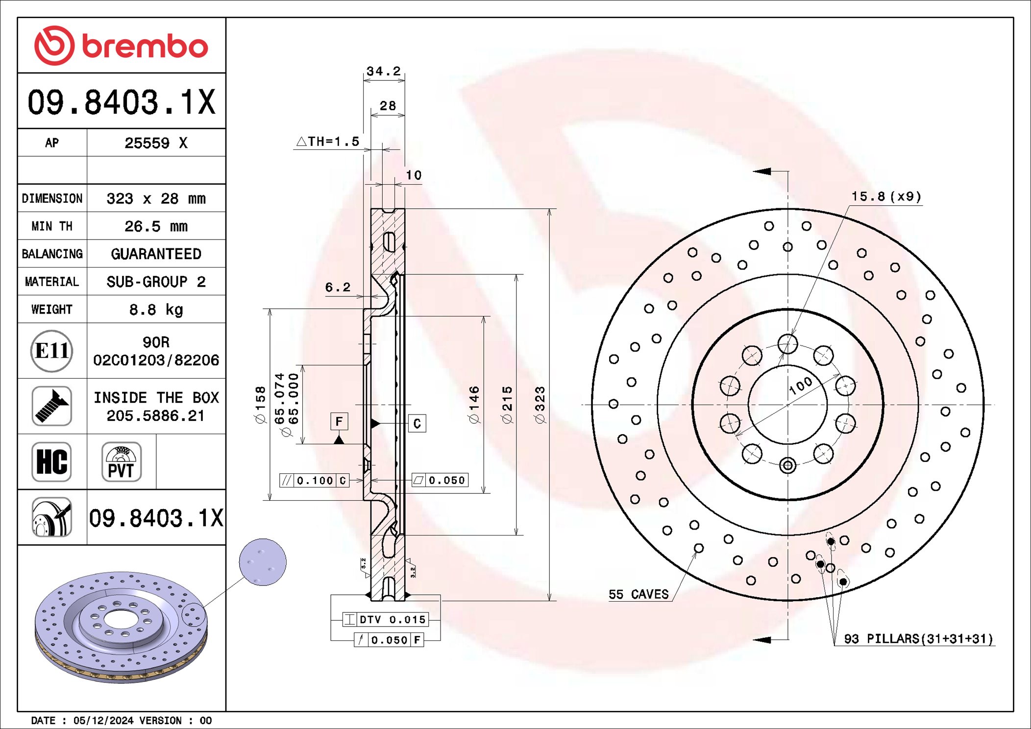 Disc frana 09.8403.1X BREMBO