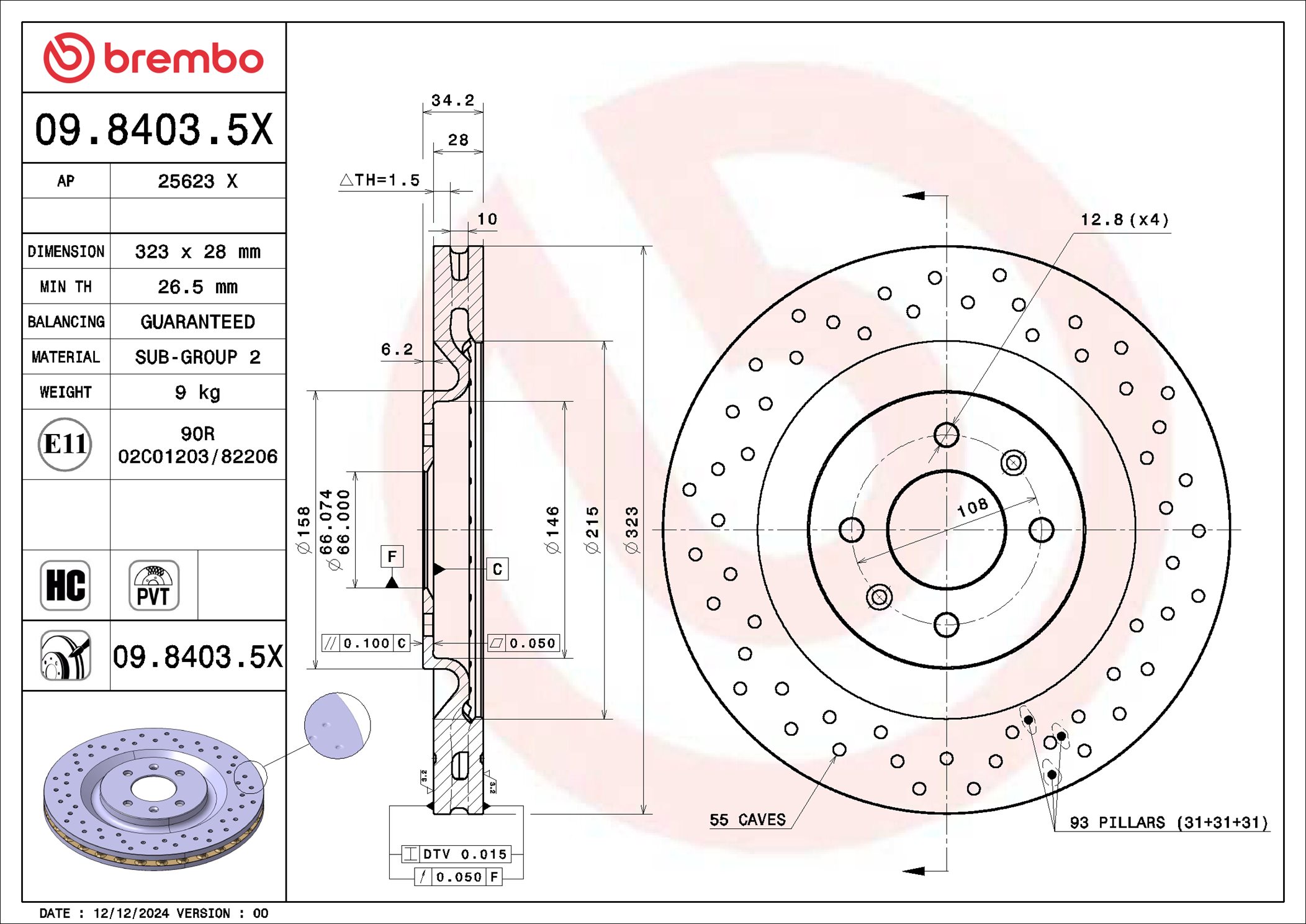 Disc frana 09.8403.5X BREMBO