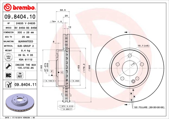 Disc frana 09.8404.11 BREMBO