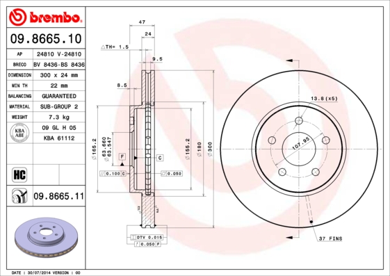 Disc frana 09.8665.11 BREMBO