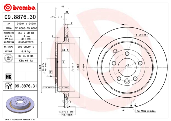 Disc frana 09.8876.31 BREMBO