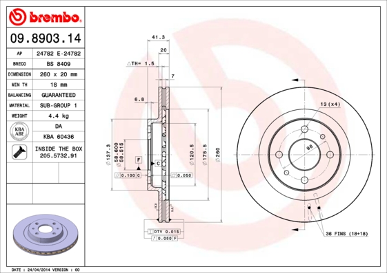 Disc frana 09.8903.14 BREMBO