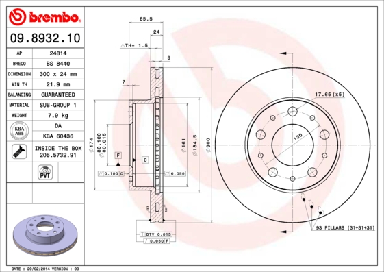 Disc frana 09.8932.10 BREMBO