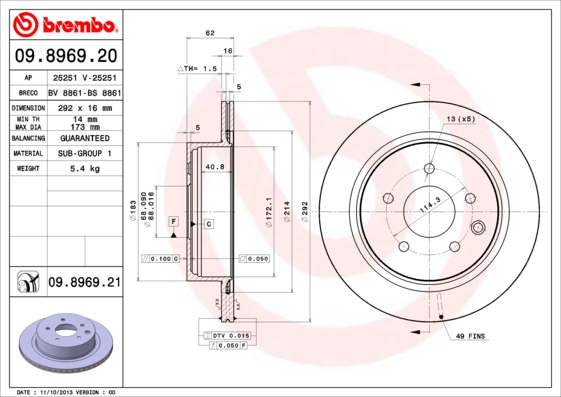 Disc frana 09.8969.21 BREMBO