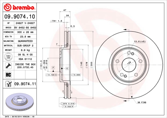 Disc frana 09.9074.11 BREMBO