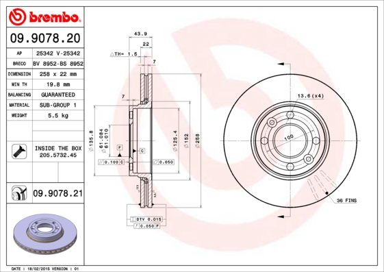 Disc frana 09.9078.21 BREMBO