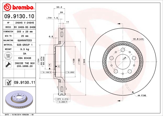 Disc frana 09.9130.11 BREMBO