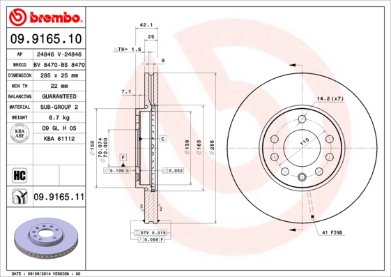 Disc frana 09.9165.11 BREMBO