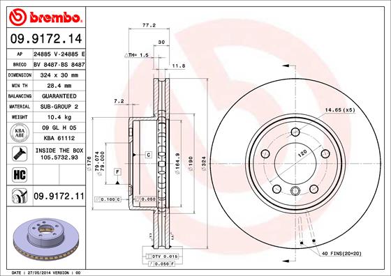 Disc frana 09.9172.11 BREMBO