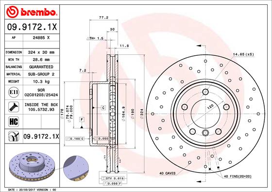 Disc frana 09.9172.1X BREMBO