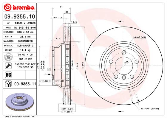 Disc frana 09.9355.10 BREMBO