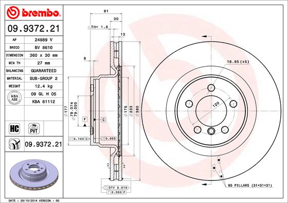 Disc frana 09.9372.21 BREMBO