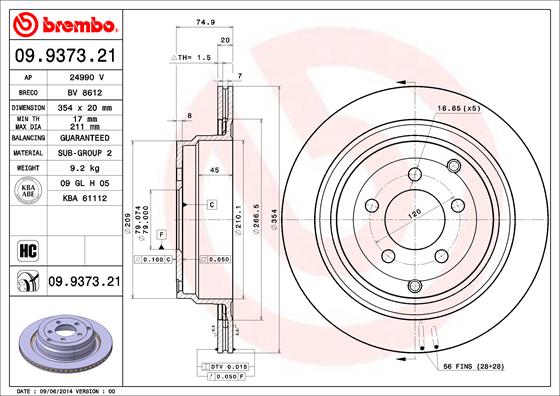 Disc frana 09.9373.21 BREMBO