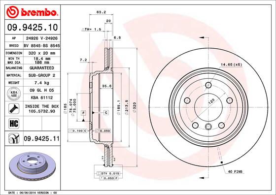 Disc frana 09.9425.11 BREMBO