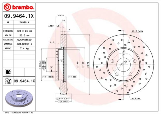 Disc frana 09.9464.1X BREMBO