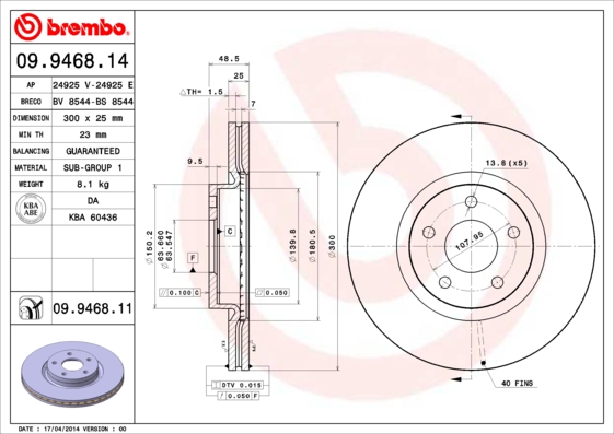 Disc frana 09.9468.11 BREMBO