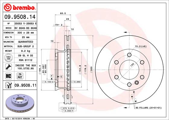 Disc frana 09.9508.11 BREMBO