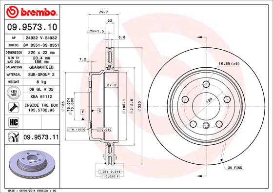 Disc frana 09.9573.11 BREMBO