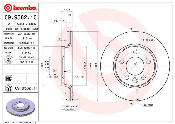 Disc frana 09.9582.11 BREMBO