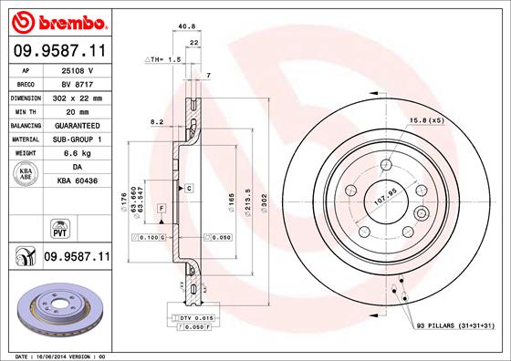 Disc frana 09.9587.11 BREMBO