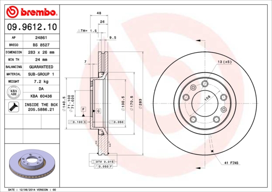 Disc frana 09.9612.10 BREMBO