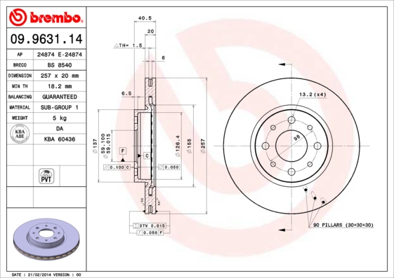 Disc frana 09.9631.14 BREMBO