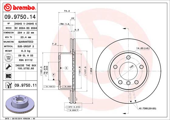 Disc frana 09.9750.11 BREMBO