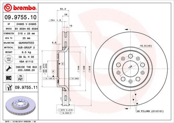 Disc frana 09.9755.11 BREMBO