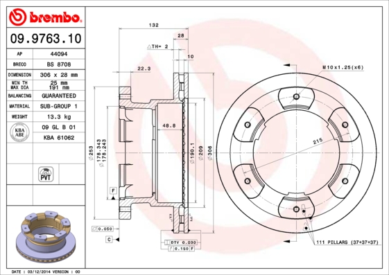 Disc frana 09.9763.10 BREMBO