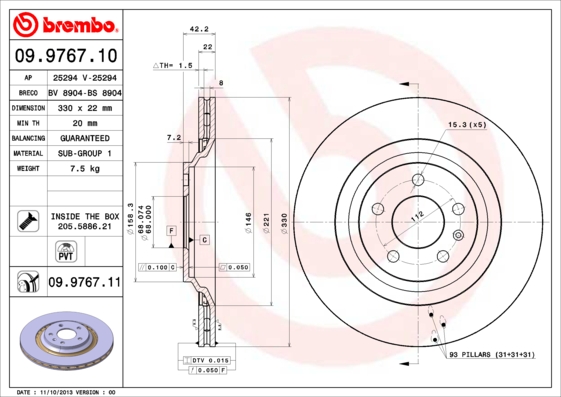 Disc frana 09.9767.11 BREMBO