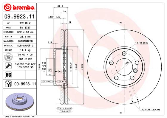 Disc frana 09.9923.11 BREMBO