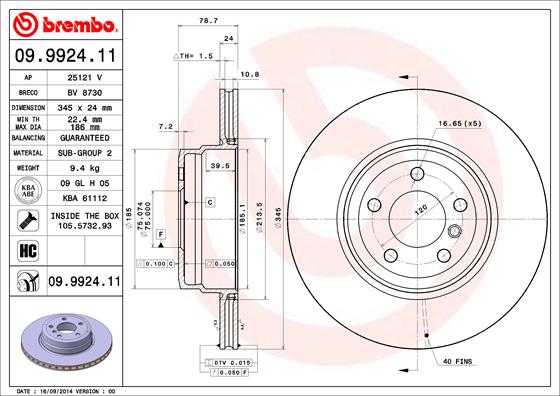 Disc frana 09.9924.11 BREMBO