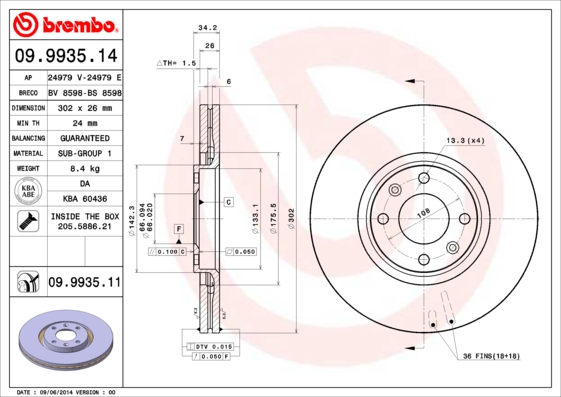 Disc frana 09.9935.11 BREMBO