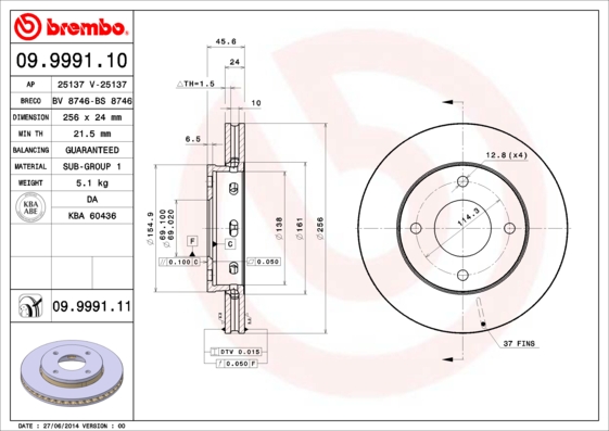 Disc frana 09.9991.11 BREMBO