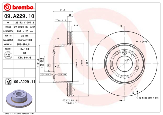 Disc frana 09.A229.11 BREMBO