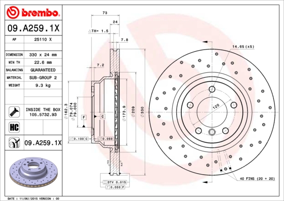 Disc frana 09.A259.1X BREMBO