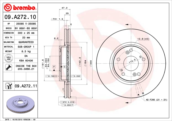 Disc frana 09.A272.11 BREMBO