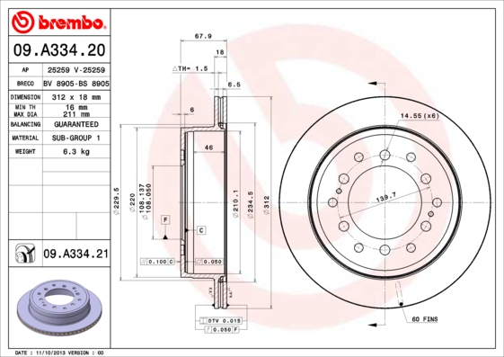 Disc frana 09.A334.21 BREMBO