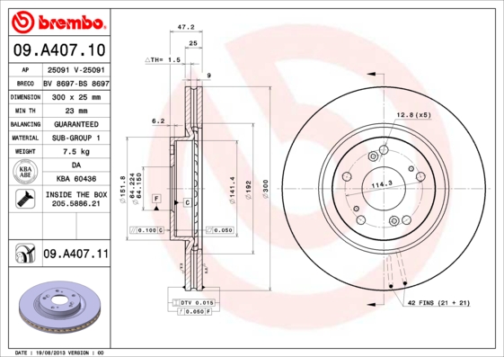 Disc frana 09.A407.11 BREMBO