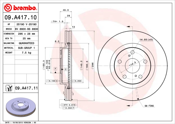 Disc frana 09.A417.11 BREMBO