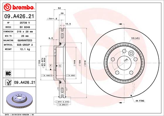 Disc frana 09.A426.21 BREMBO