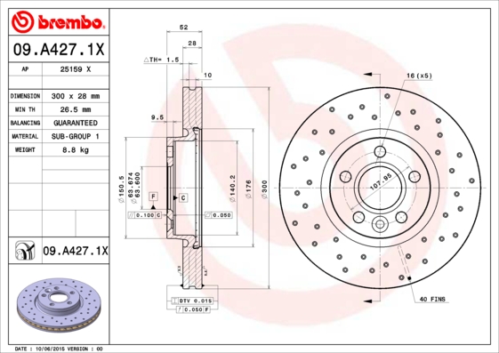 Disc frana 09.A427.1X BREMBO