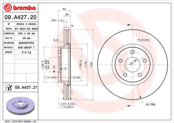 Disc frana 09.A427.21 BREMBO